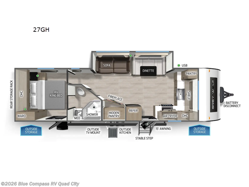 2027 Forest River Cherokee Grey Wolf 27GH - New Travel Trailer For Sale by Blue Compass RV Quad City in Walcott, Iowa features Slideout