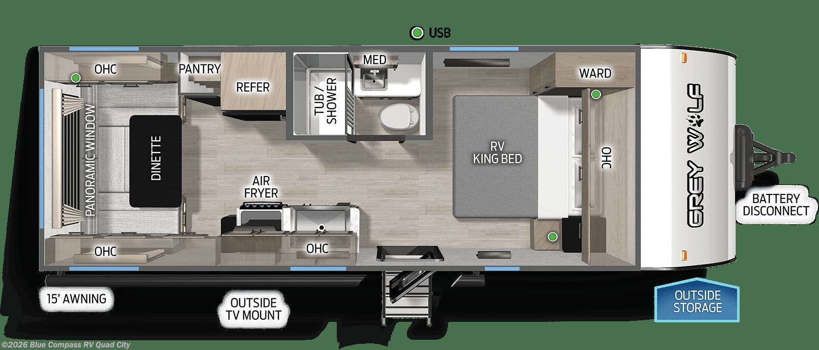 2027 Forest River Cherokee Grey Wolf Black Label 20RDSEBL - New Travel Trailer For Sale by Blue Compass RV Quad City in Walcott, Iowa