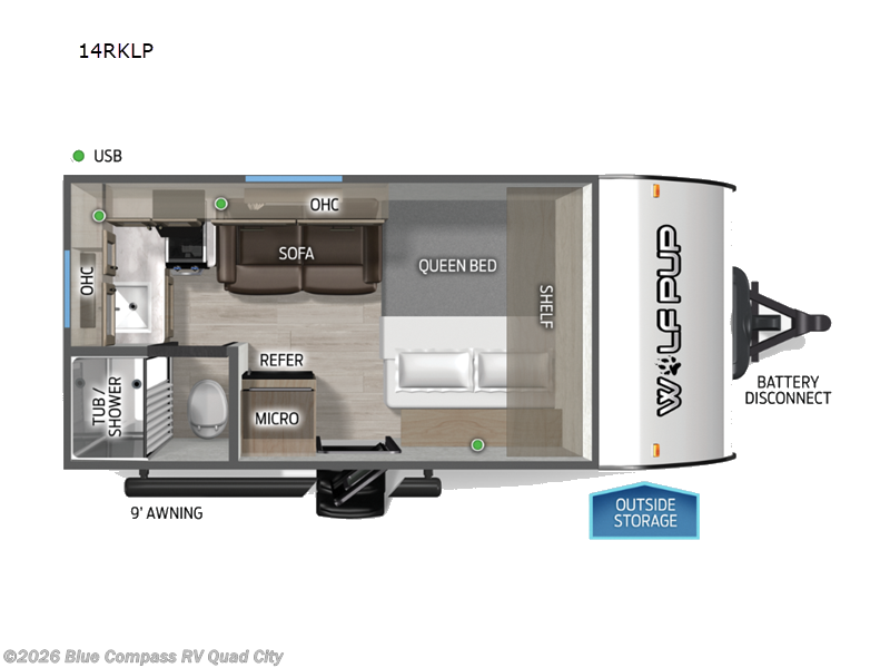 2027 Forest River Cherokee Wolf Pup 14RKLP - New Travel Trailer For Sale by Blue Compass RV Quad City in Walcott, Iowa
