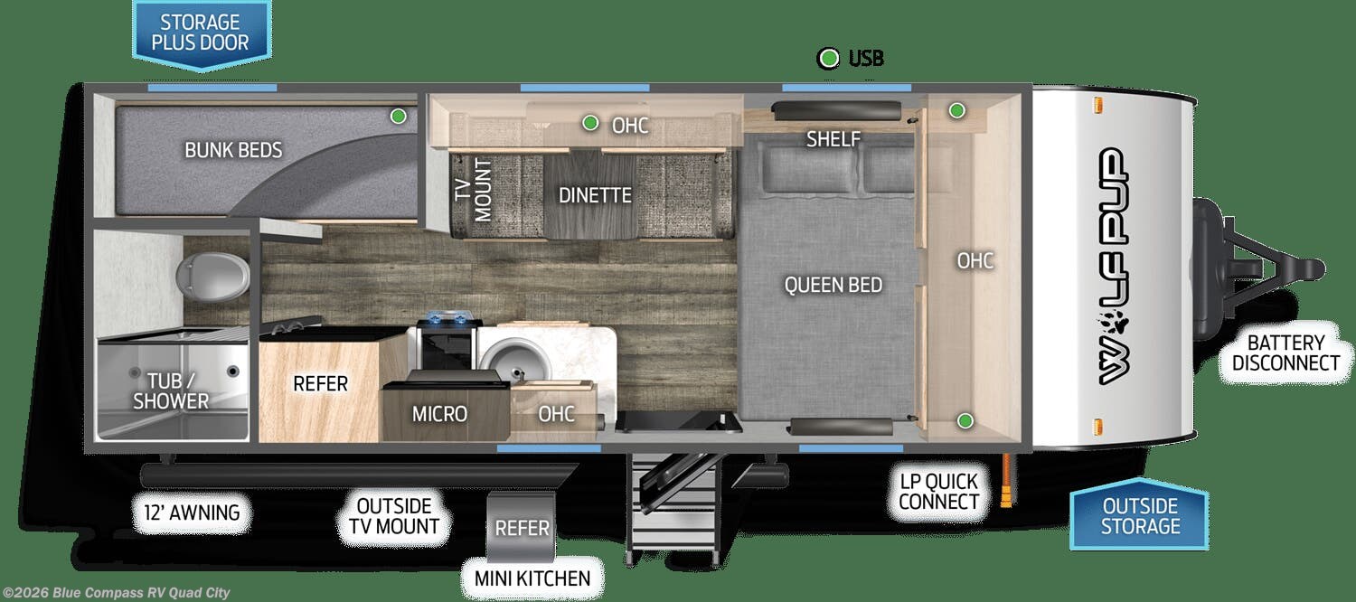 2027 Cherokee Wolf Pup Black Label 16BHSBLW by Forest River from Blue Compass RV Quad City in Walcott, Iowa