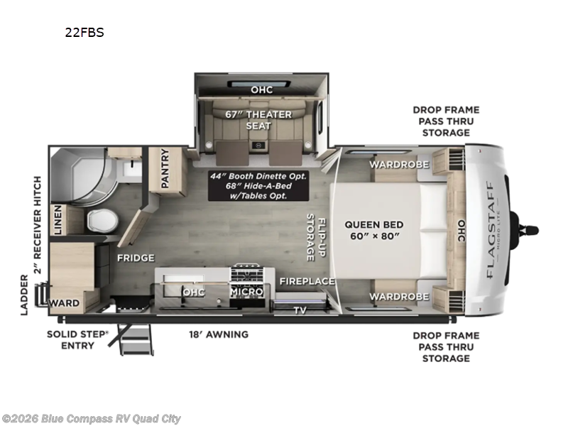 2027 Forest River Flagstaff Micro Lite 22FBS - New Travel Trailer For Sale by Blue Compass RV Quad City in Walcott, Iowa features Slideout
