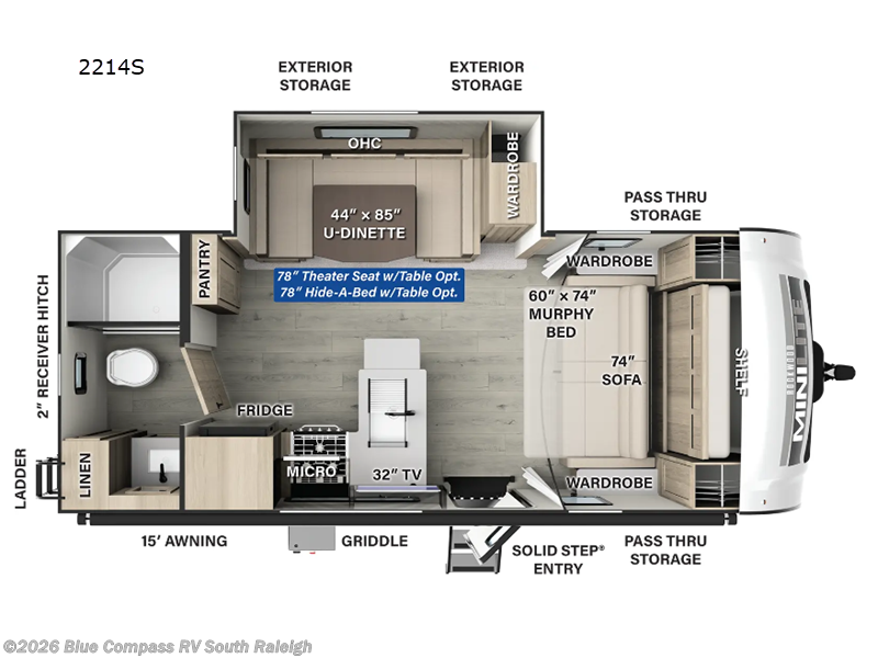 2025 Forest River Rockwood Mini Lite 2214S - New Travel Trailer For Sale by Blue Compass RV South Raleigh in Benson, North Carolina features Slideout
