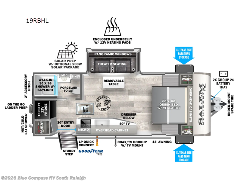 2024 Forest River Salem Hemisphere Hyper-Lyte 19RBHL - Used Travel Trailer For Sale by Blue Compass RV South Raleigh in Benson, North Carolina features Slideout