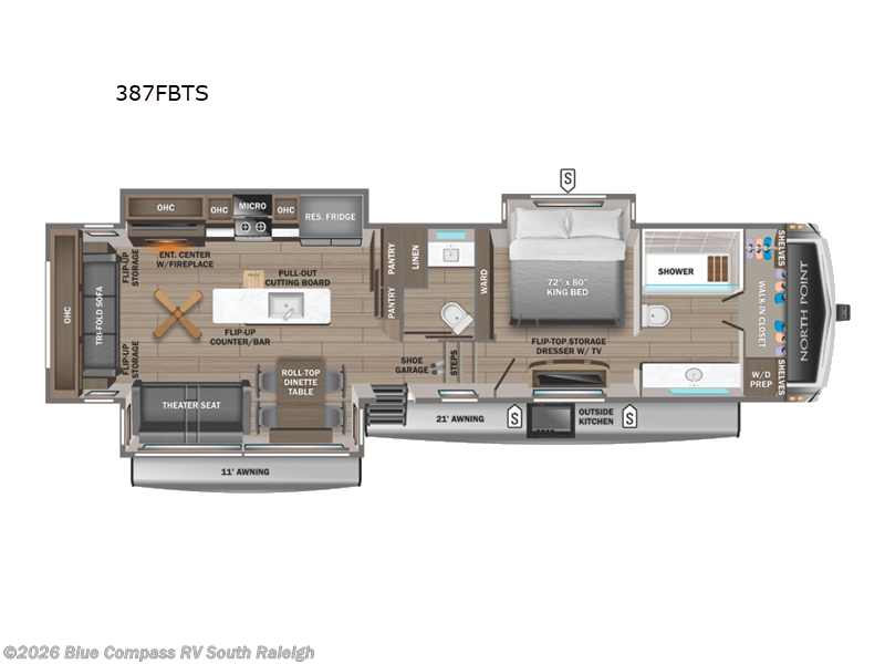 2026 Jayco North Point 387FBTS - New Fifth Wheel For Sale by Blue Compass RV South Raleigh in Benson, North Carolina features Slideout