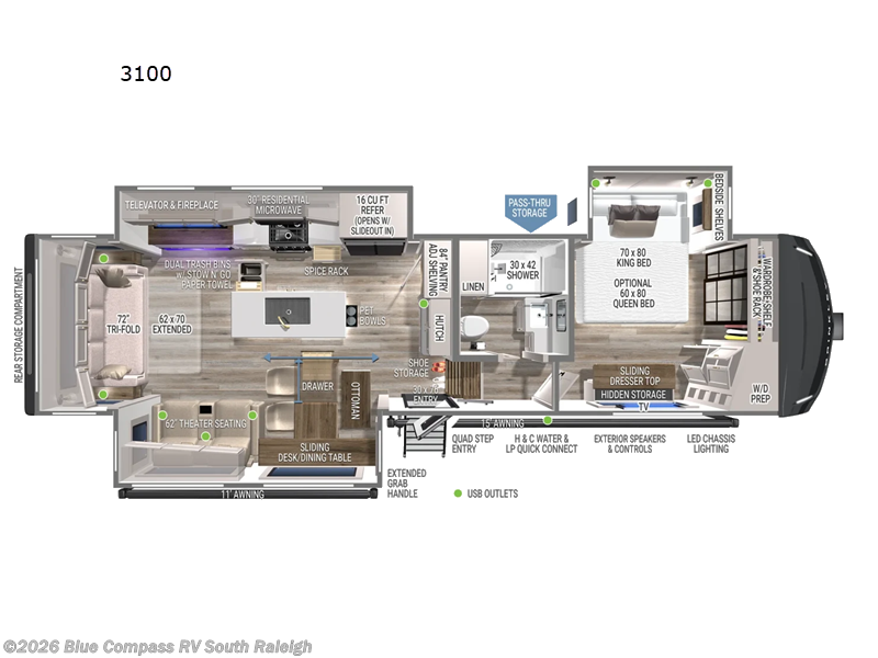 2026 Brinkley RV Model Z 3100 - New Fifth Wheel For Sale by Blue Compass RV South Raleigh in Benson, North Carolina features Slideout