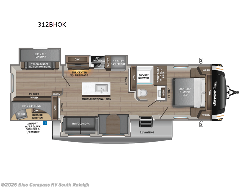 2026 Jayco Eagle HT 312BHOK - New Travel Trailer For Sale by Blue Compass RV South Raleigh in Benson, North Carolina features Slideout
