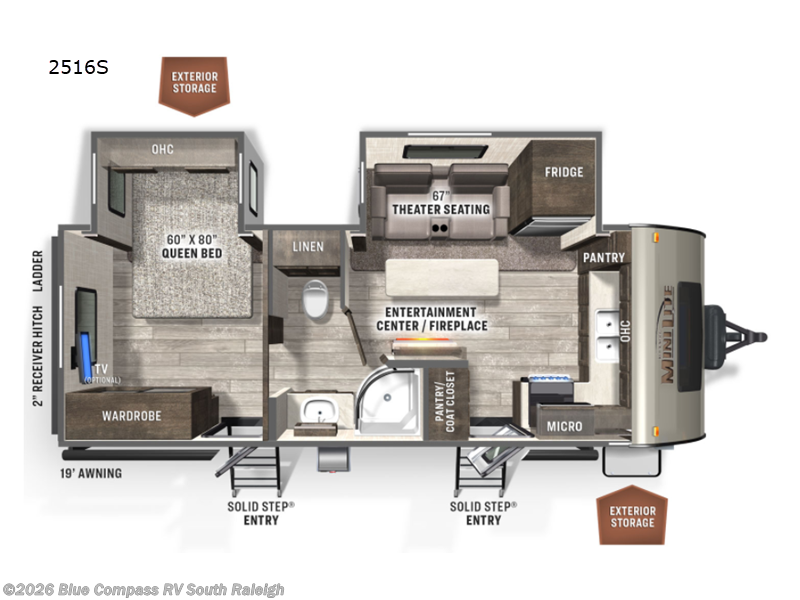 2022 Forest River Rockwood Mini Lite 2516S - Used Travel Trailer For Sale by Blue Compass RV South Raleigh in Benson, North Carolina features Slideout