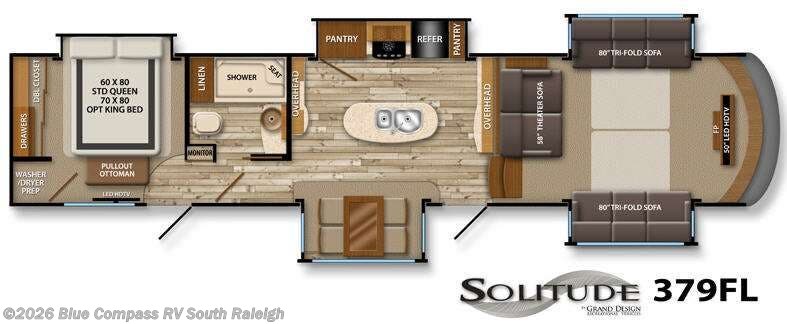 2015 Grand Design Solitude 379FL - Used Fifth Wheel For Sale by Blue Compass RV South Raleigh in Benson, North Carolina features Slideout