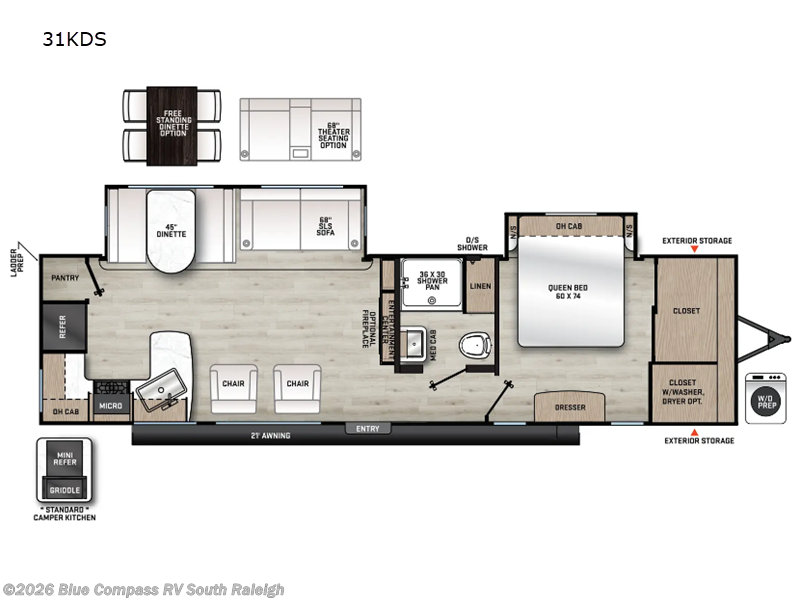 2026 Forest River Aurora 31KDS - New Travel Trailer For Sale by Blue Compass RV South Raleigh in Benson, North Carolina features Slideout