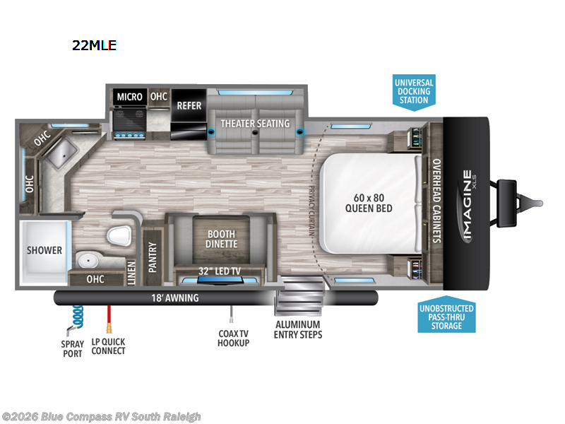 2022 Grand Design Imagine XLS 22MLE - Used Travel Trailer For Sale by Blue Compass RV South Raleigh in Benson, North Carolina features Slideout