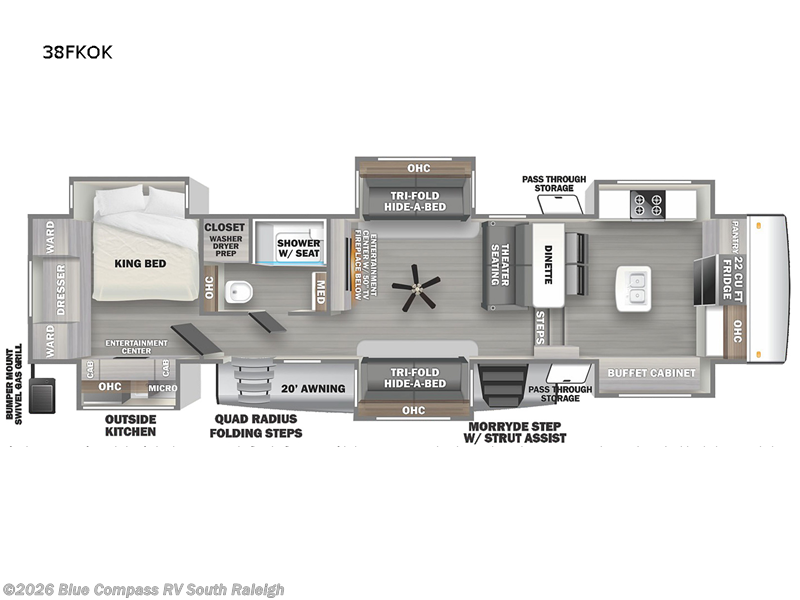 2022 Forest River Sierra 38FKOK - Used Fifth Wheel For Sale by Blue Compass RV South Raleigh in Benson, North Carolina features Slideout