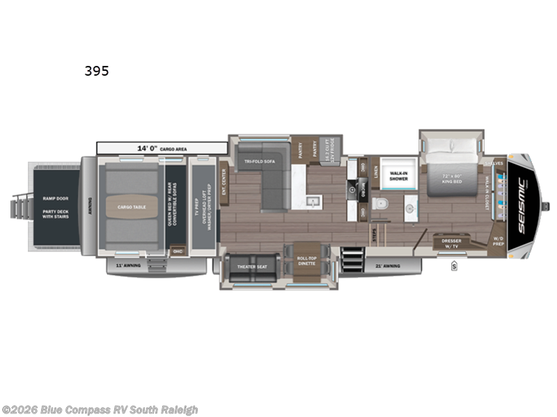 2027 Jayco Seismic 395 - New Toy Hauler For Sale by Blue Compass RV South Raleigh in Benson, North Carolina features Slideout