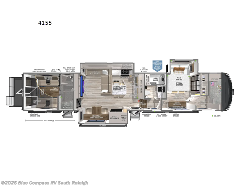 2027 Brinkley RV Model G 4155 - New Toy Hauler For Sale by Blue Compass RV South Raleigh in Benson, North Carolina features Slideout