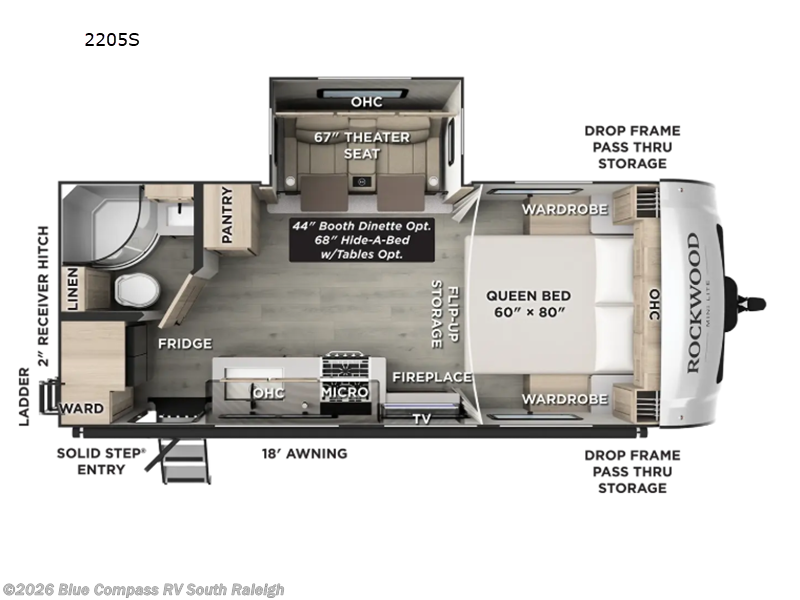 2027 Forest River Rockwood Mini Lite 2205S - New Travel Trailer For Sale by Blue Compass RV South Raleigh in Benson, North Carolina features Slideout