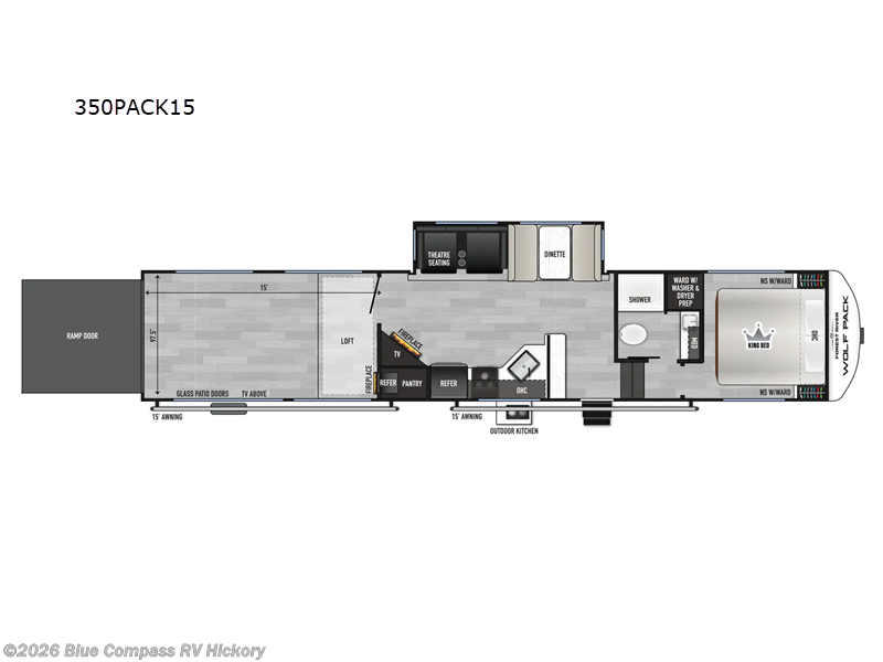 2025 Forest River Cherokee Wolf Pack 350PACK15 - Used Toy Hauler For Sale by Blue Compass RV Hickory in Claremont, North Carolina features Slideout