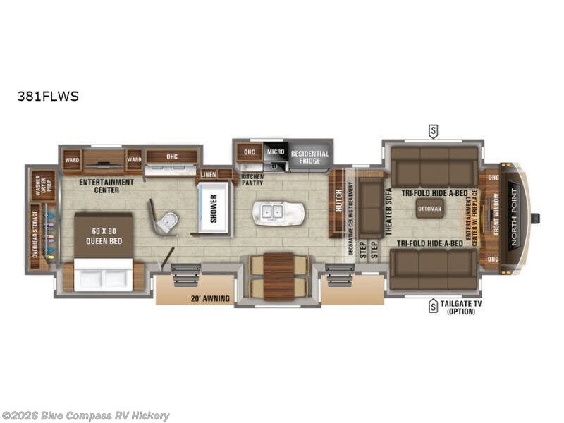 2019 Jayco North Point 381FLWS - Used Fifth Wheel For Sale by Blue Compass RV Hickory in Claremont, North Carolina features Slideout