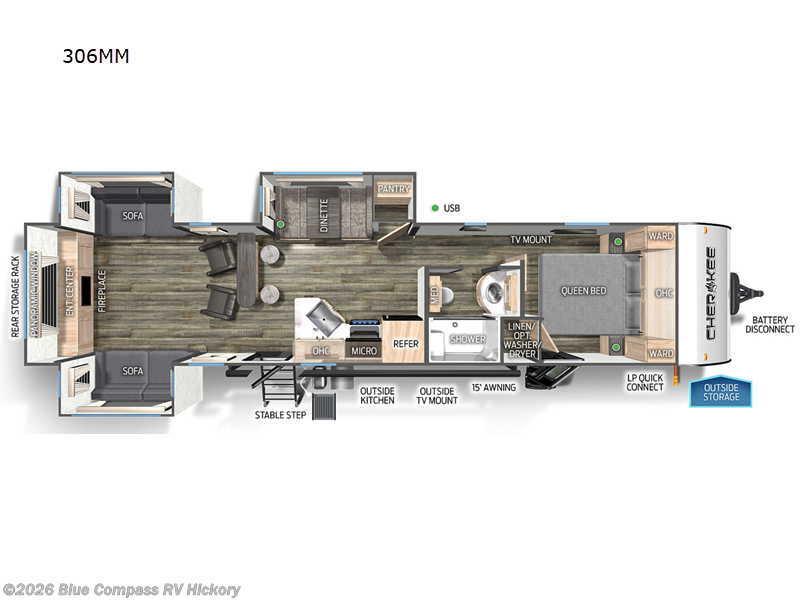 2025 Forest River Cherokee 306MM - New Travel Trailer For Sale by Blue Compass RV Hickory in Claremont, North Carolina features Slideout