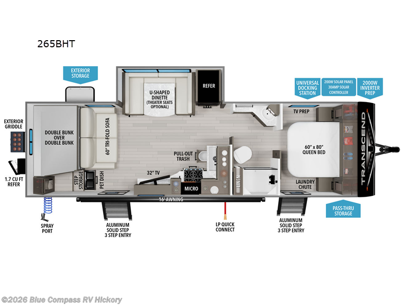 2025 Grand Design Transcend 265BHT - Used Travel Trailer For Sale by Blue Compass RV Hickory in Claremont, North Carolina features Slideout