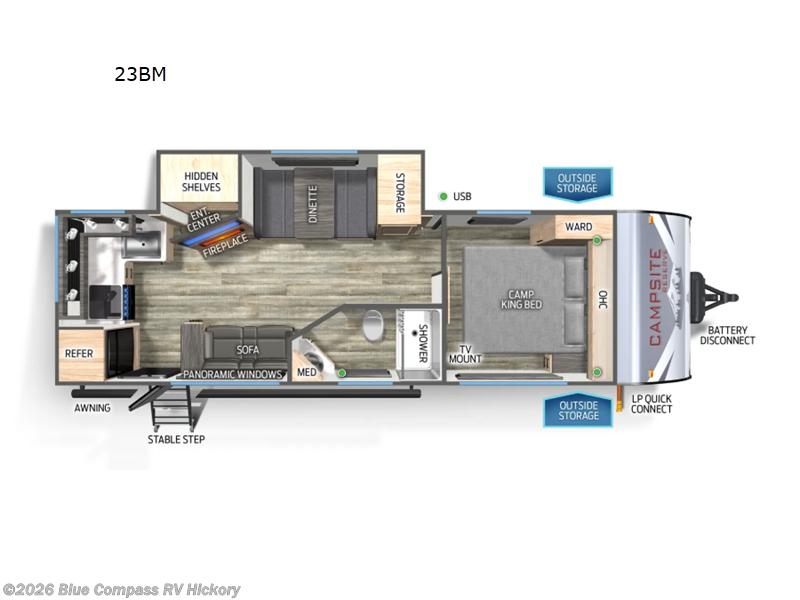 2025 Forest River Campsite Reserve 23BM - Used Travel Trailer For Sale by Blue Compass RV Hickory in Claremont, North Carolina features Slideout