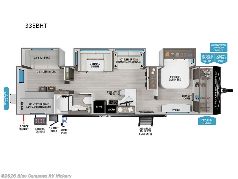 2026 Transcend 335BHT by Grand Design from Blue Compass RV Hickory in Claremont, North Carolina