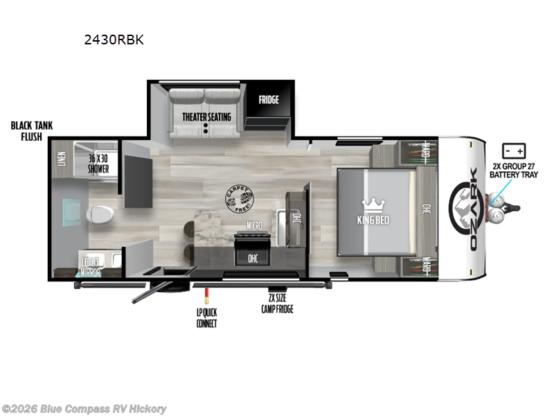 2025 Forest River Ozark 2430RBK - Used Travel Trailer For Sale by Blue Compass RV Hickory in Claremont, North Carolina features Slideout