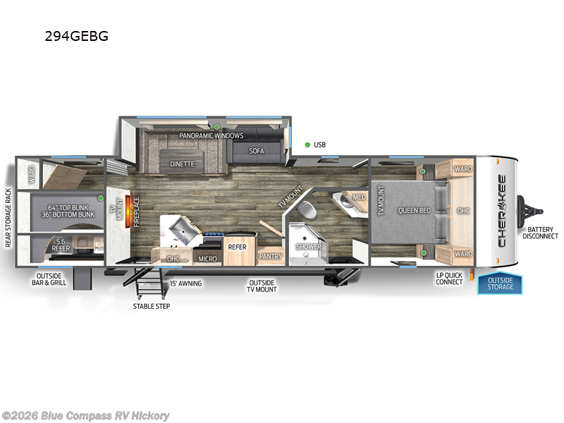 2026 Forest River Cherokee 294GEBG - Used Travel Trailer For Sale by Blue Compass RV Hickory in Claremont, North Carolina features Slideout