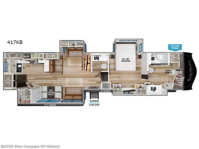 2026 Grand Design Solitude 417KB - New Fifth Wheel For Sale by Blue Compass RV Hickory in Claremont, North Carolina features Slideout