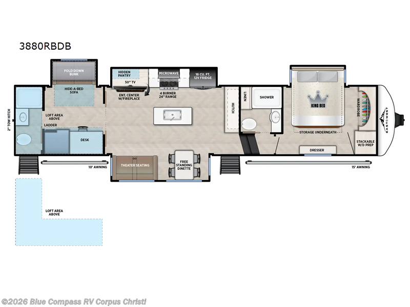 2026 East to West Blackthorn 3880RBDB - New Fifth Wheel For Sale by Blue Compass RV Corpus Christi in Corpus Christi, Texas features Slideout