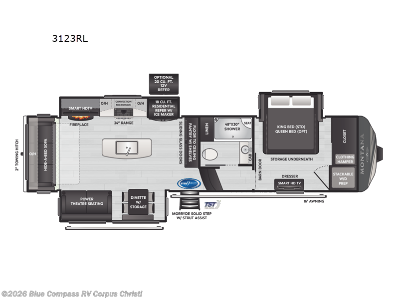 2025 Keystone Montana 3123RL - New Fifth Wheel For Sale by Blue Compass RV Corpus Christi in Corpus Christi, Texas features Slideout