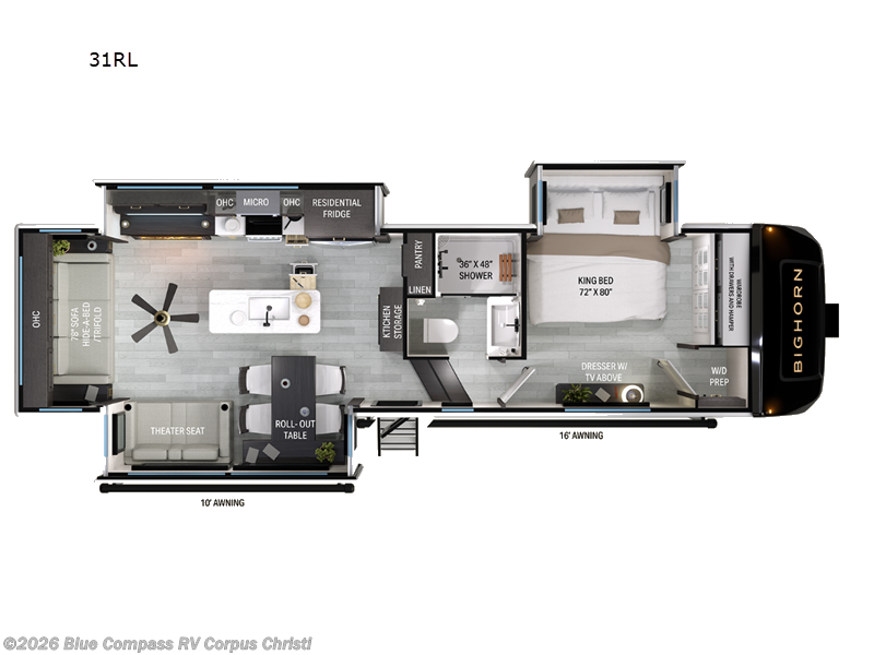 2027 Heartland Bighorn 31RL - New Fifth Wheel For Sale by Blue Compass RV Corpus Christi in Corpus Christi, Texas features Slideout