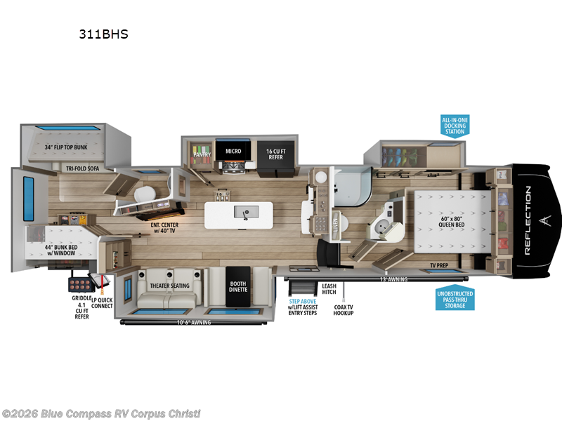 2026 Grand Design Reflection 311BHS - New Fifth Wheel For Sale by Blue Compass RV Corpus Christi in Corpus Christi, Texas features Slideout