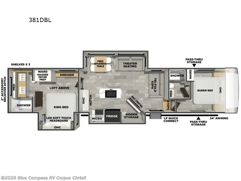 2027 Coachmen Chaparral 381DBL - New Fifth Wheel For Sale by Blue Compass RV Corpus Christi in Corpus Christi, Texas features Slideout
