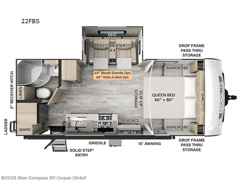 2024 Forest River Flagstaff Micro Lite 22FBS - Used Travel Trailer For Sale by Blue Compass RV Corpus Christi in Corpus Christi, Texas features Slideout
