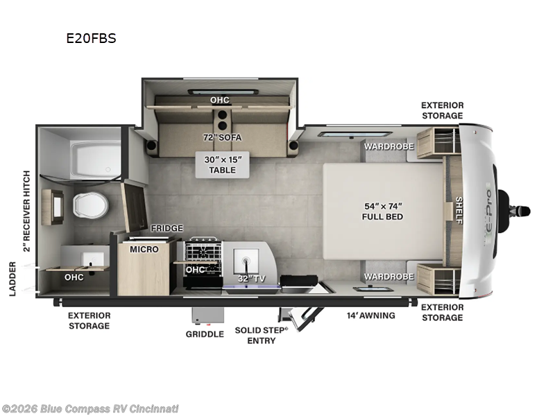 2026 Forest River Flagstaff E-Pro E20FBS - New Travel Trailer For Sale by Blue Compass RV Cincinnati in Cincinnati, Ohio features Slideout