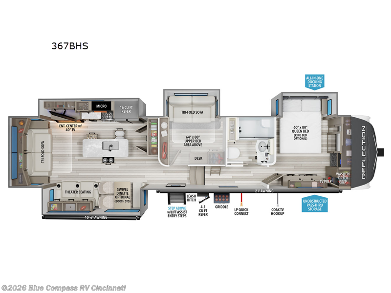 2026 Grand Design Reflection 367BHS - New Fifth Wheel For Sale by Blue Compass RV Cincinnati in Cincinnati, Ohio features Slideout