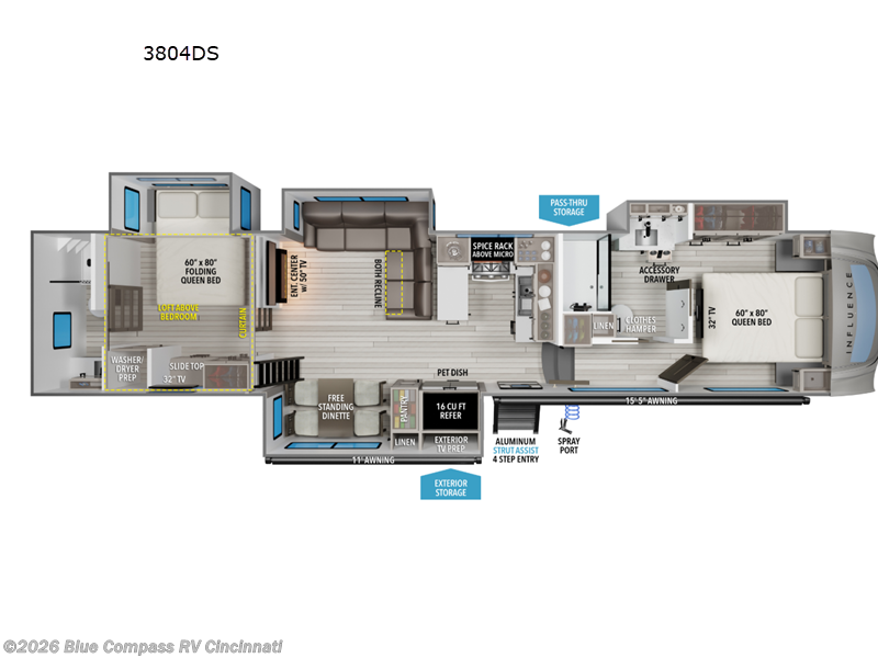 2026 Grand Design Influence 3804DS - New Fifth Wheel For Sale by Blue Compass RV Cincinnati in Cincinnati, Ohio features Slideout