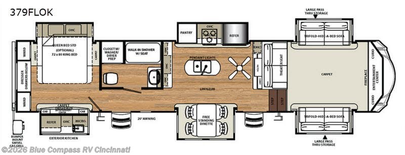2018 Forest River Sierra 379FLOK - Used Fifth Wheel For Sale by Blue Compass RV Cincinnati in Cincinnati, Ohio features Slideout