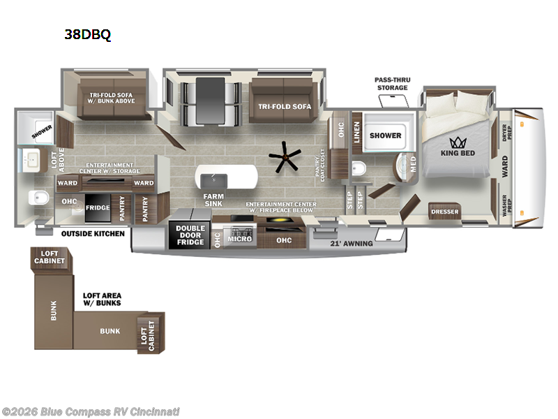2022 Forest River Sabre 38DBQ - Used Fifth Wheel For Sale by Blue Compass RV Cincinnati in Cincinnati, Ohio features Slideout