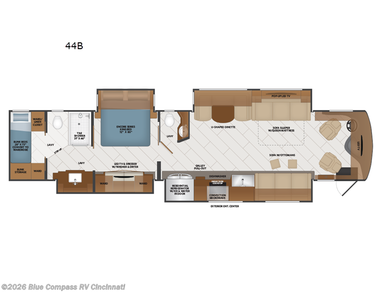 2026 Fleetwood Discovery LXE 44B - New Class A For Sale by Blue Compass RV Cincinnati in Cincinnati, Ohio features Slideout