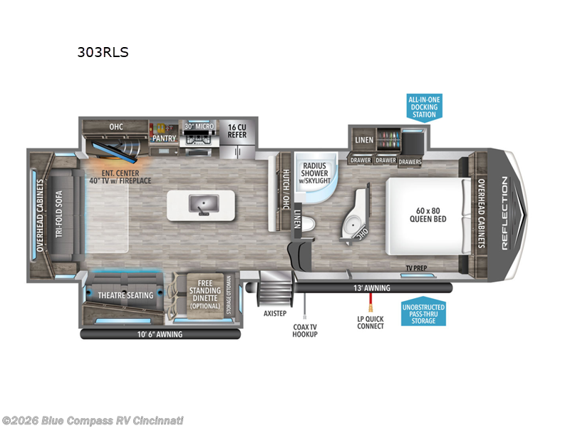 2023 Grand Design Reflection 303RLS - Used Fifth Wheel For Sale by Blue Compass RV Cincinnati in Cincinnati, Ohio features Slideout