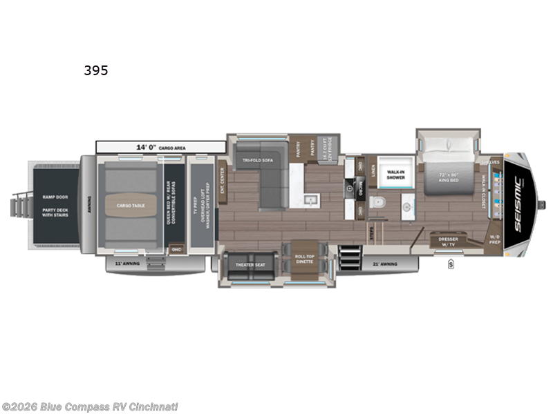 2027 Jayco Seismic 395 - New Toy Hauler For Sale by Blue Compass RV Cincinnati in Cincinnati, Ohio features Slideout
