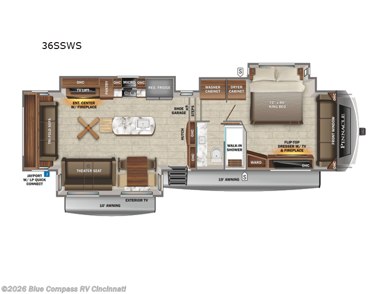 2022 Jayco Pinnacle 36SSWS - Used Fifth Wheel For Sale by Blue Compass RV Cincinnati in Cincinnati, Ohio features Slideout