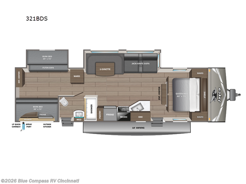 2027 Jayco Jay Flight 321BDS - New Travel Trailer For Sale by Blue Compass RV Cincinnati in Cincinnati, Ohio features Slideout