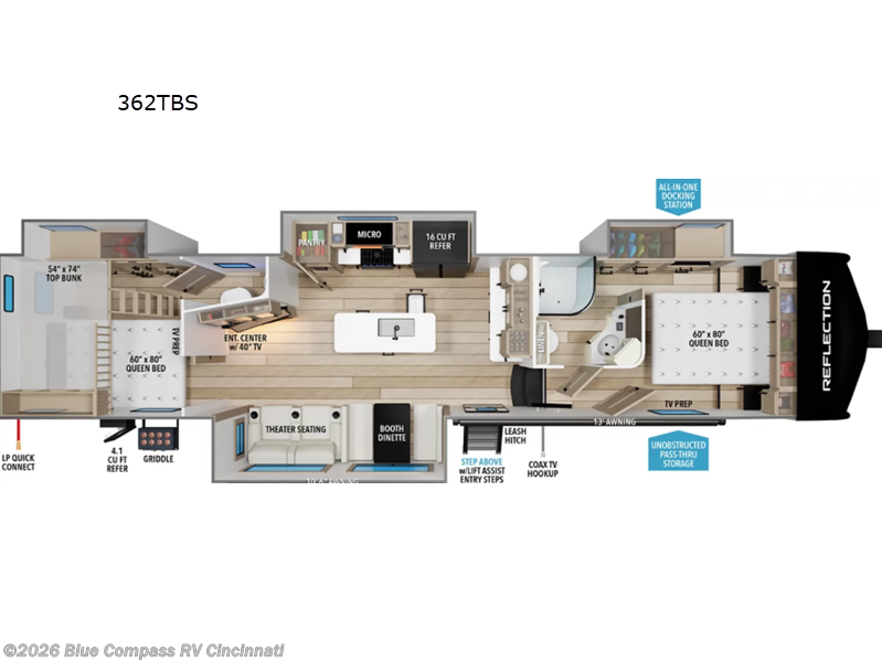 2027 Grand Design Reflection 362TBS - New Fifth Wheel For Sale by Blue Compass RV Cincinnati in Cincinnati, Ohio features Slideout