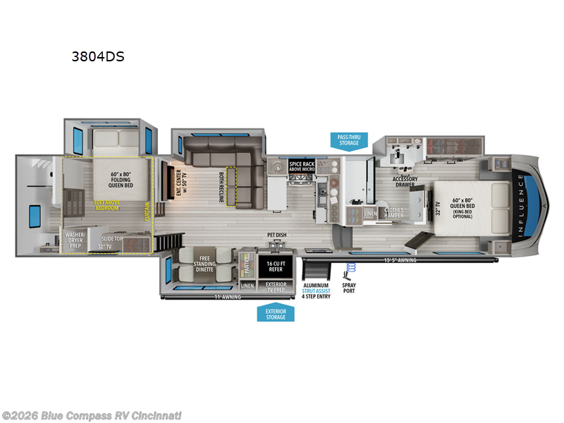 2026 Grand Design Influence 3804DS - New Fifth Wheel For Sale by Blue Compass RV Cincinnati in Cincinnati, Ohio features Slideout