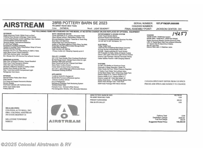 2023 Airstream Pottery Barn 28RBT Twin - New Travel Trailer For Sale by Colonial Airstream & RV in Millstone Township, New Jersey