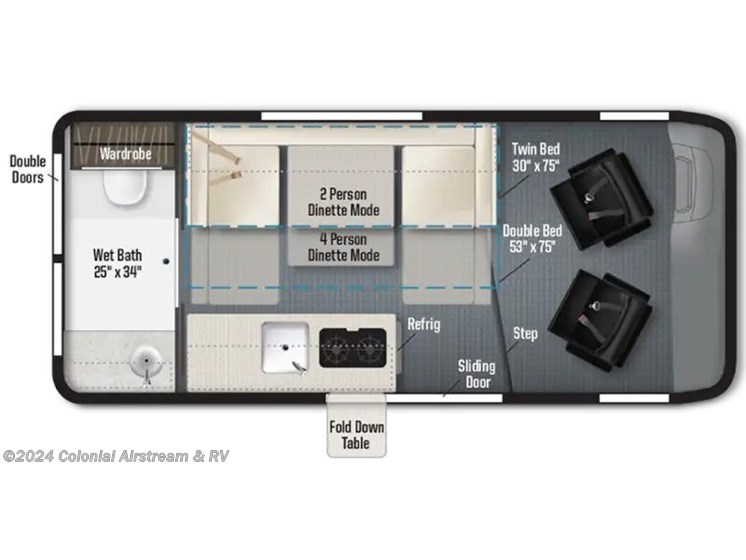Floorplan of 2024 Winnebago Solis Pocket 36B