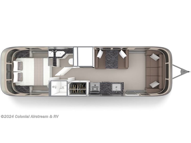 Floorplan of 2024 Airstream Classic 30RBQ Queen