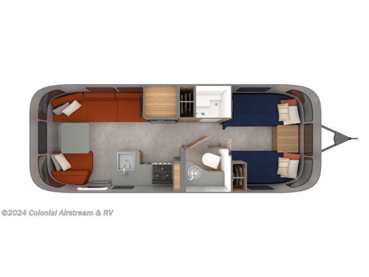 Floorplan of 2025 Airstream Trade Wind 25FBT Twin Hatch