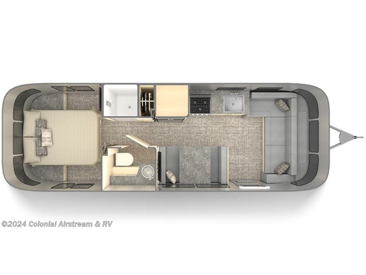 Floorplan of 2025 Airstream Flying Cloud 28RBQ Queen